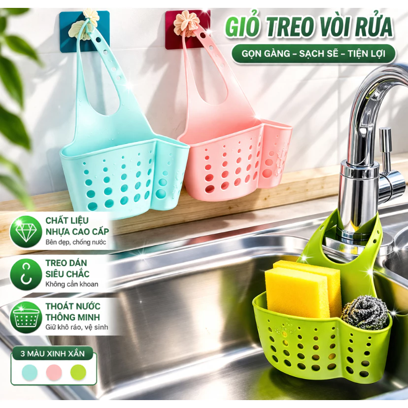 Combo 5 Giỏ Treo Đồ Rửa Chén DIDOOGLT – Giỏ Đựng Đồ Rửa Bát Silicon Đa Năng, Treo Vòi Tiện Lợi