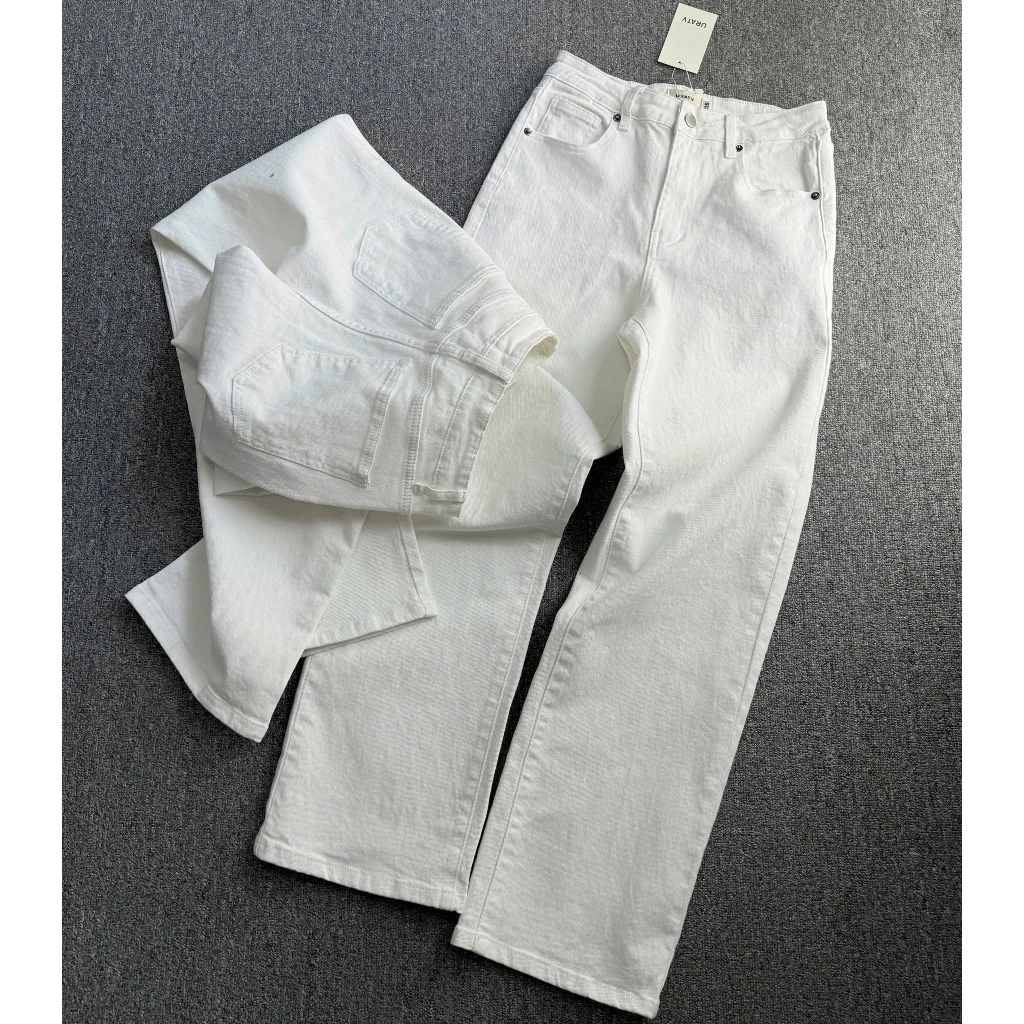 Quần jeans suông lưng thấp basic co giãn VIC01 URATV