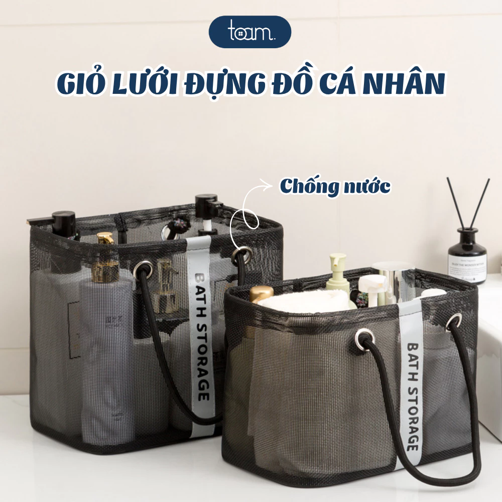 Giỏ Lưới Đựng Đồ Nhà Tắm Cá Nhân, Túi Đựng Mỹ Phẩm Du Lịch Lưới Chống Nước Tiện Lợi