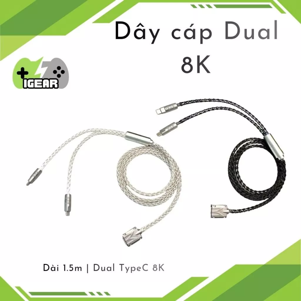 Cáp Type-C Dual 8K Cho Bàn Phím Cơ – 8K Tốc Độ Cao, Đầu Nam Châm Led RGB
