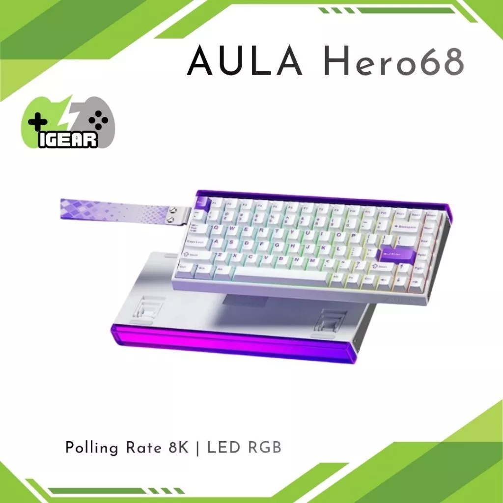 Bàn phím cơ AULA HERO68 HE - Switch từ tính - Rapid trigger - RT 0.01mm Return Rate 8K - LED RGB