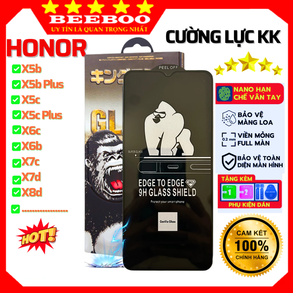 Kính Cường Lực Honor X5b X5b Plus X5c X5c Plus X6c X6b X7c X7d X8d - Full Keo 9H Trong suốt - Chống trầy Xước- KK 3D