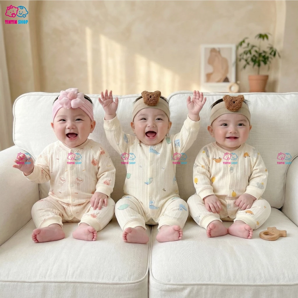 Bộ đồ liền thân Bodysuit dài tay Hàng Quảng Châu body áo liền quần cho bé trai bé gái SLT35