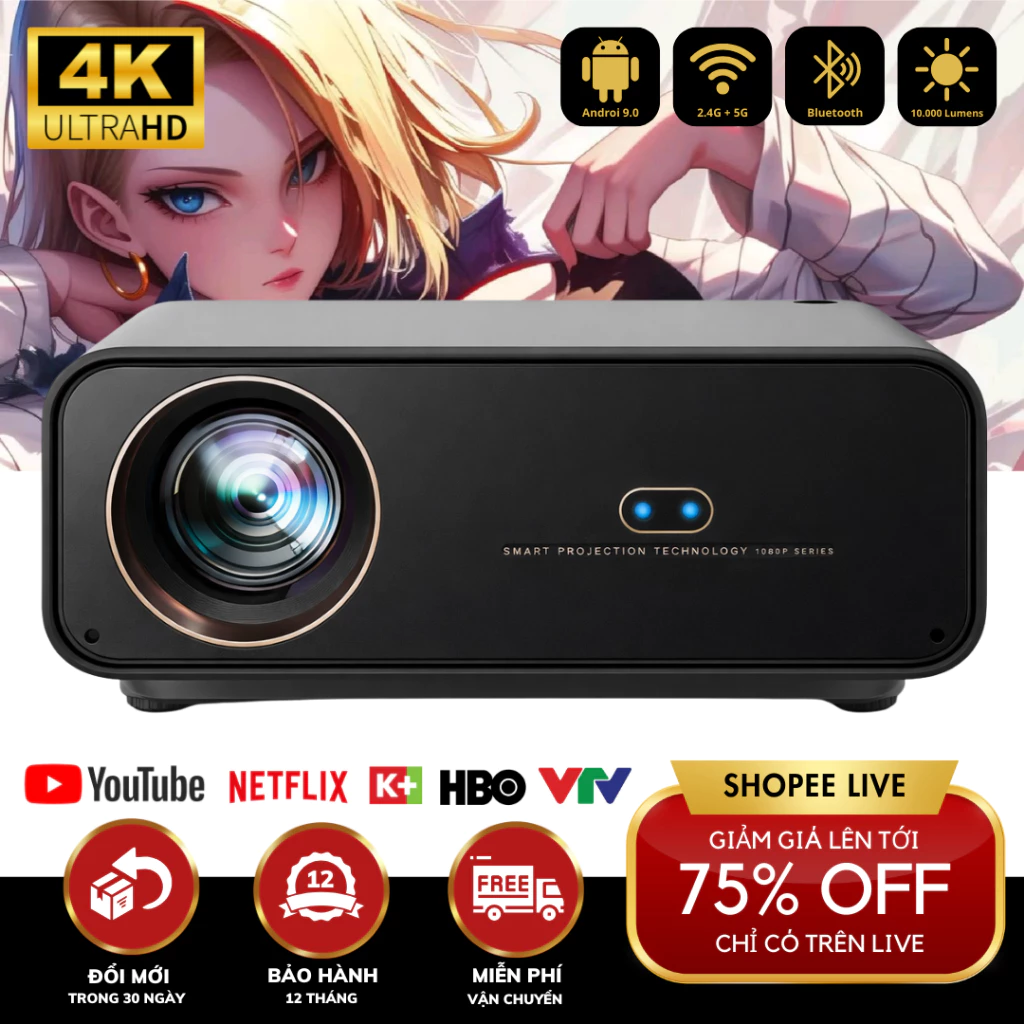 Máy Chiếu Mini Cao Cấp 4K XMAX 11 Plus kết nối wifi, bluetooth, nhỏ gọn, Bảo hành 12 tháng