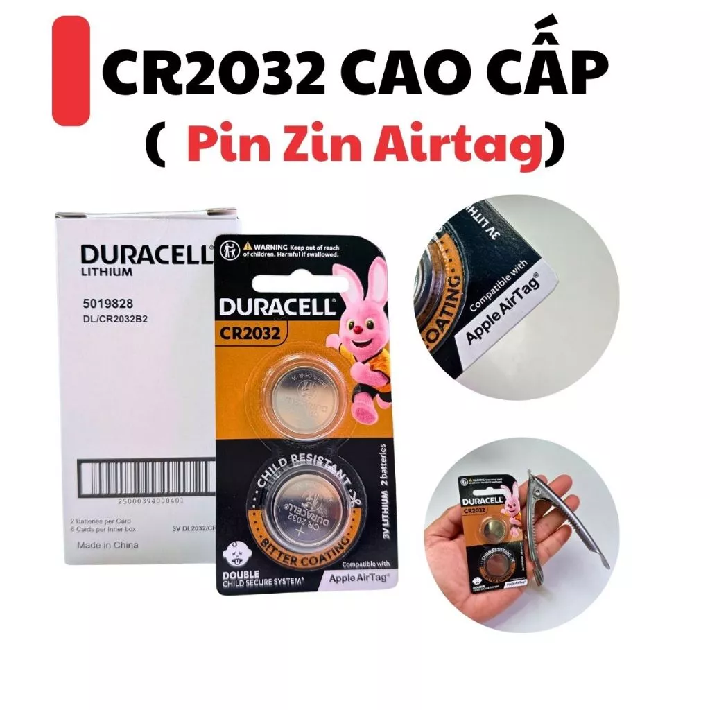CR2032 Duracel pin zin trong airtag hàng chính hãng công ty vỉ 2 viên