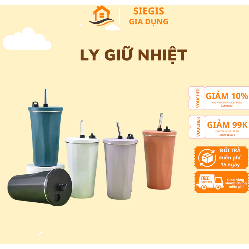Ly Giữ Nhiệt DIDOOGLT 600ml – Inox 304 Cao Cấp, Giữ Nóng Lạnh Lâu, Chống Tràn Kèm Ống Hút Tiện Lợi, An Toàn