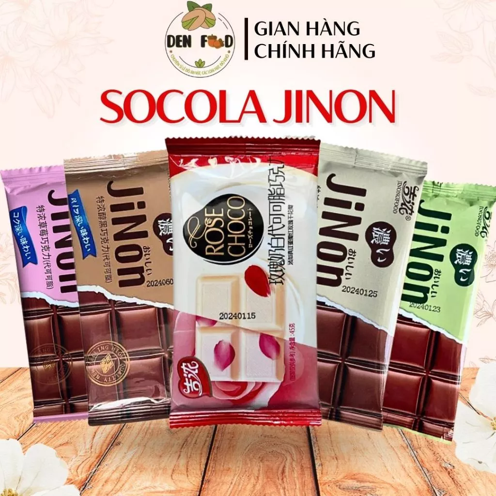 Kẹo Socola JiNon Vị Matcha, Hoa Hồng, Sữa, Dâu ,Nguyên Vị- Ăn Vặt Denfood