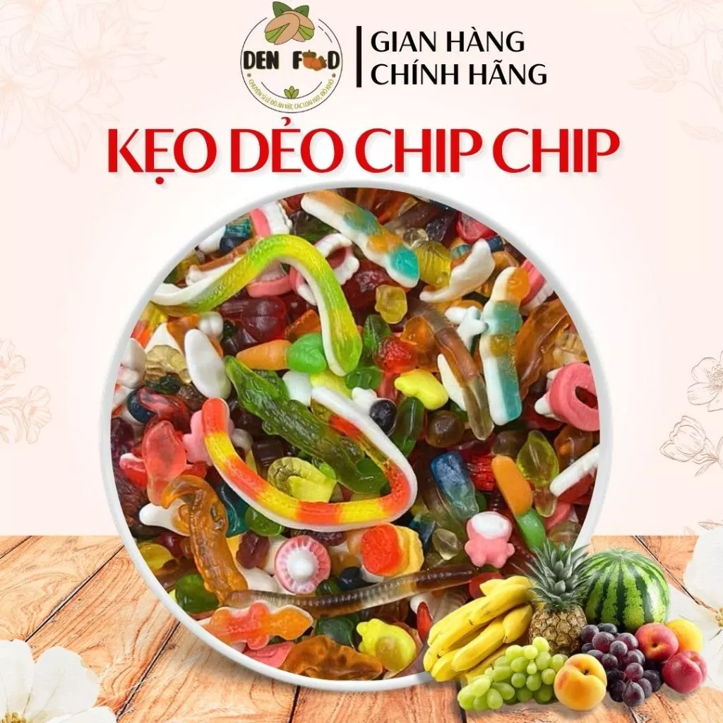 Kẹo Dẻo Chip Chip Vị Trái Cây Mix Nhiều Loại Hình, Kẹo Dẻo Chíp Chíp - Ăn Vặt Denfood