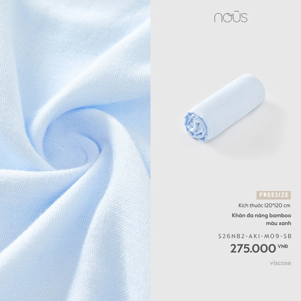 Nous Phụ Kiện Baby Khăn đa năng, khăn tắm, khăn ủ cho bé chất liệu bambo kháng khuẩn 2 lớp size 110cmx 110cm BST T4