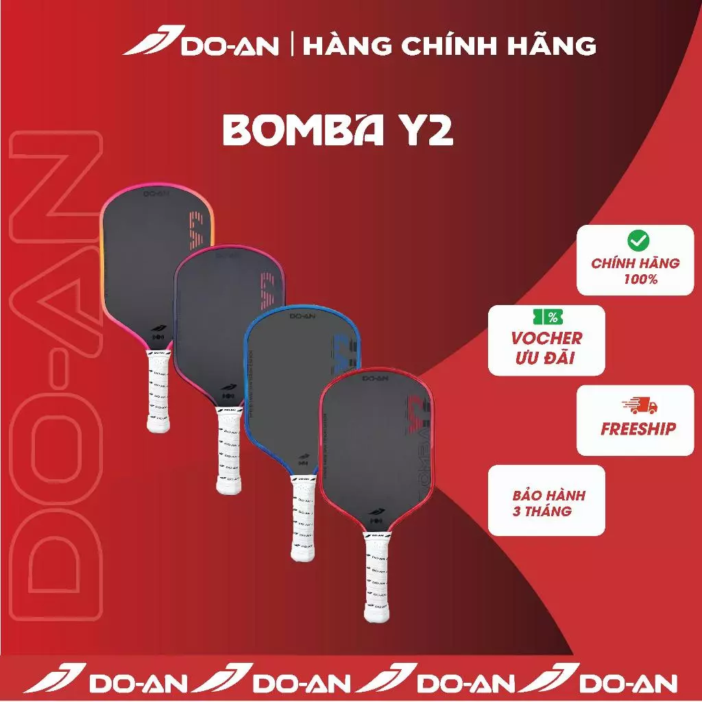 Vợt Pickleball DO-AN Bomba Y2 carbon thô cao cấp công thủ toàn diện siệu nhẹ [TẶNG QUẤN CÁN&MIẾNG DÁN VIỀN]-PB-BY2
