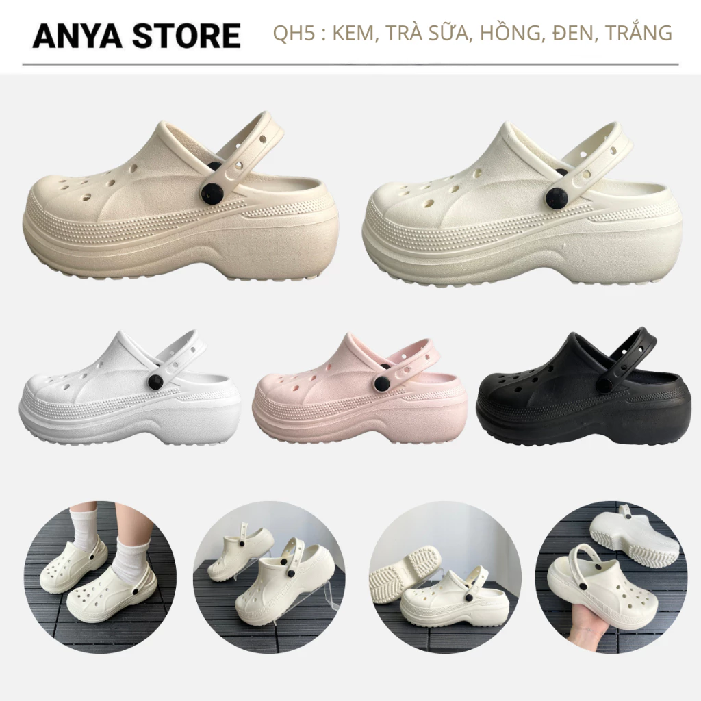[ TẶNG CHARM NGẪU NHIÊN ] Dép Sục Quai Hậu Đế Cao Êm Chân Phối Charm Xinh Nhiều Màu Hỗ Trợ Đổi Size  ANYA STORE QH5