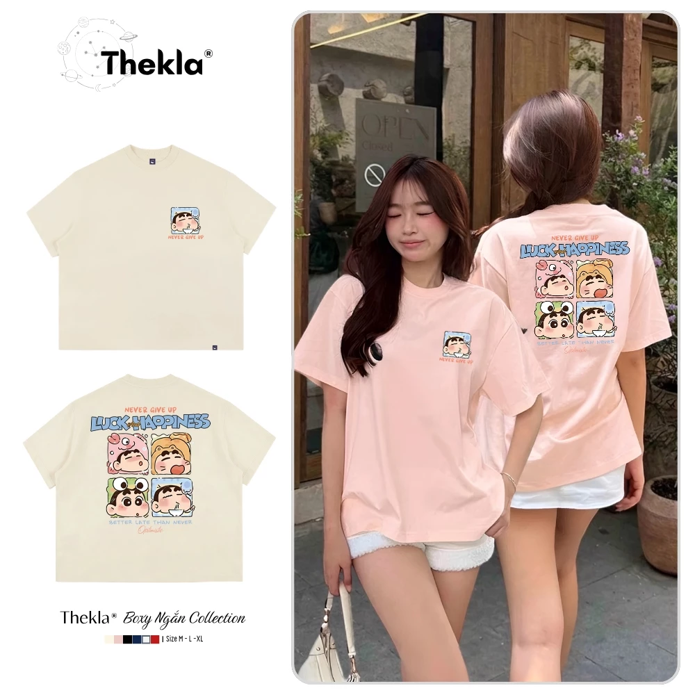 Áo Thun Form Boxy BST159 Shin Happiness THEKLA - Áo Phông Cotton 2 Chiều Dày Dặn Đứng Form