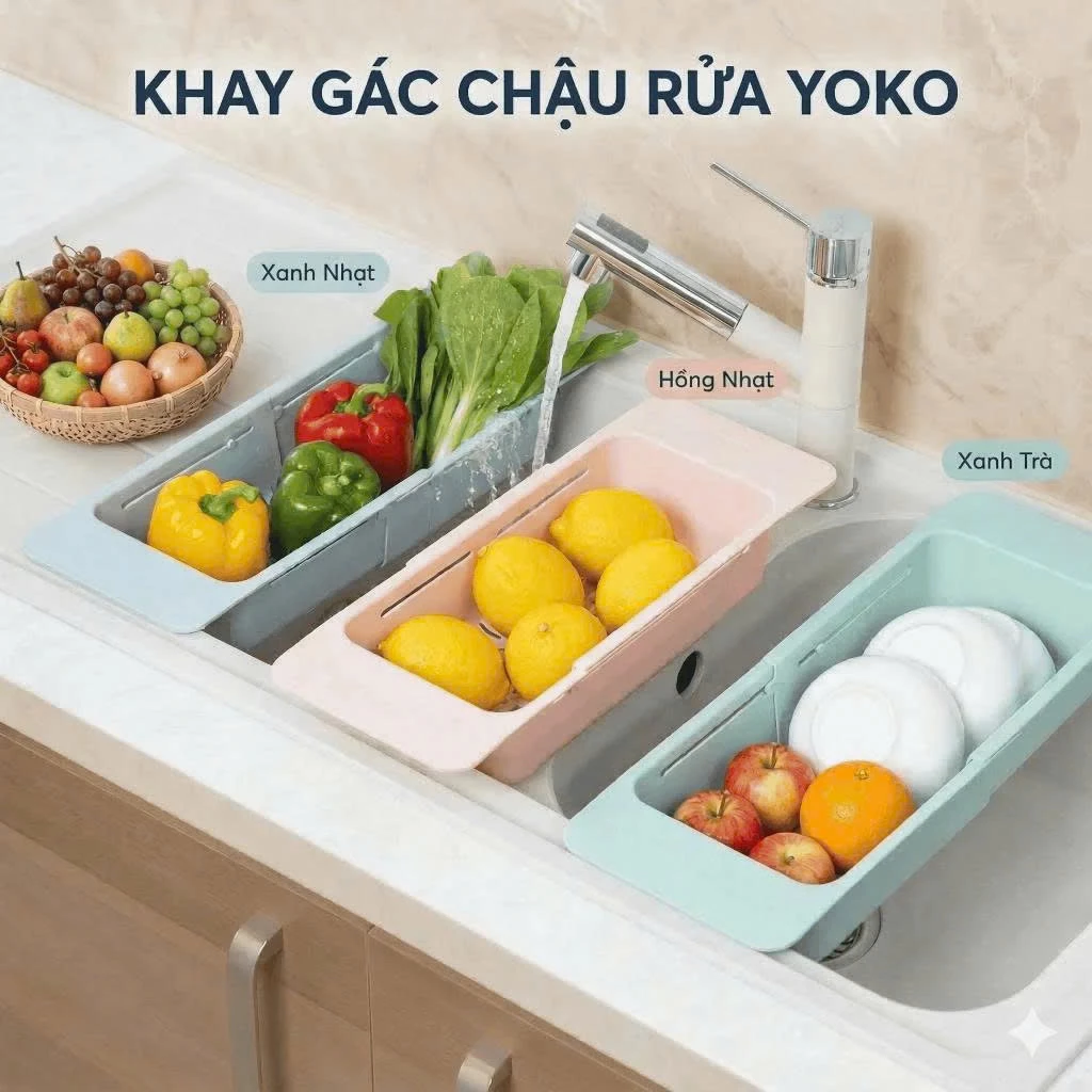 Khay gác chậu rửa Yoko - Chính hãng INOCHI Tiêu chuẩn nhật bản, kháng khuẩn Ag+ nhiều màu, tiện dụng