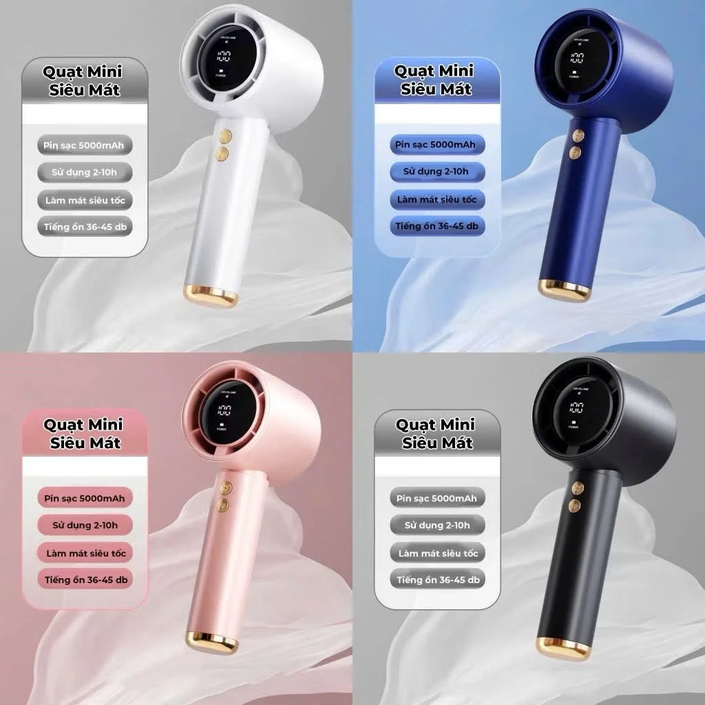 Quạt Cầm Tay N68 100 Cấp Độ Gió Quạt Tích Điện Cầm Tay Pin 5000mAh Dùng 4-15h, nhỏ gọn, tiện lợi