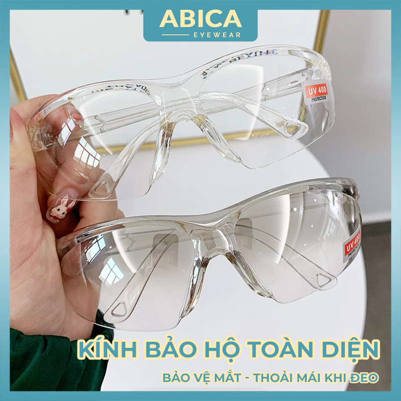 Kính mắt bảo hộ nữ nam mắt kính trong suốt chống giọt bắn khói bụi thời trang phong cách Hàn Quốc bền đẹp ABICA 054