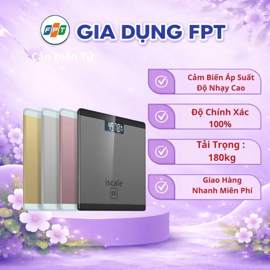 Cân sức khỏe điện tử chính hãng iScale SE 180kg màn hình LCD rõ nét kính cường lực cao cấp thiết kế gọn nhẹ