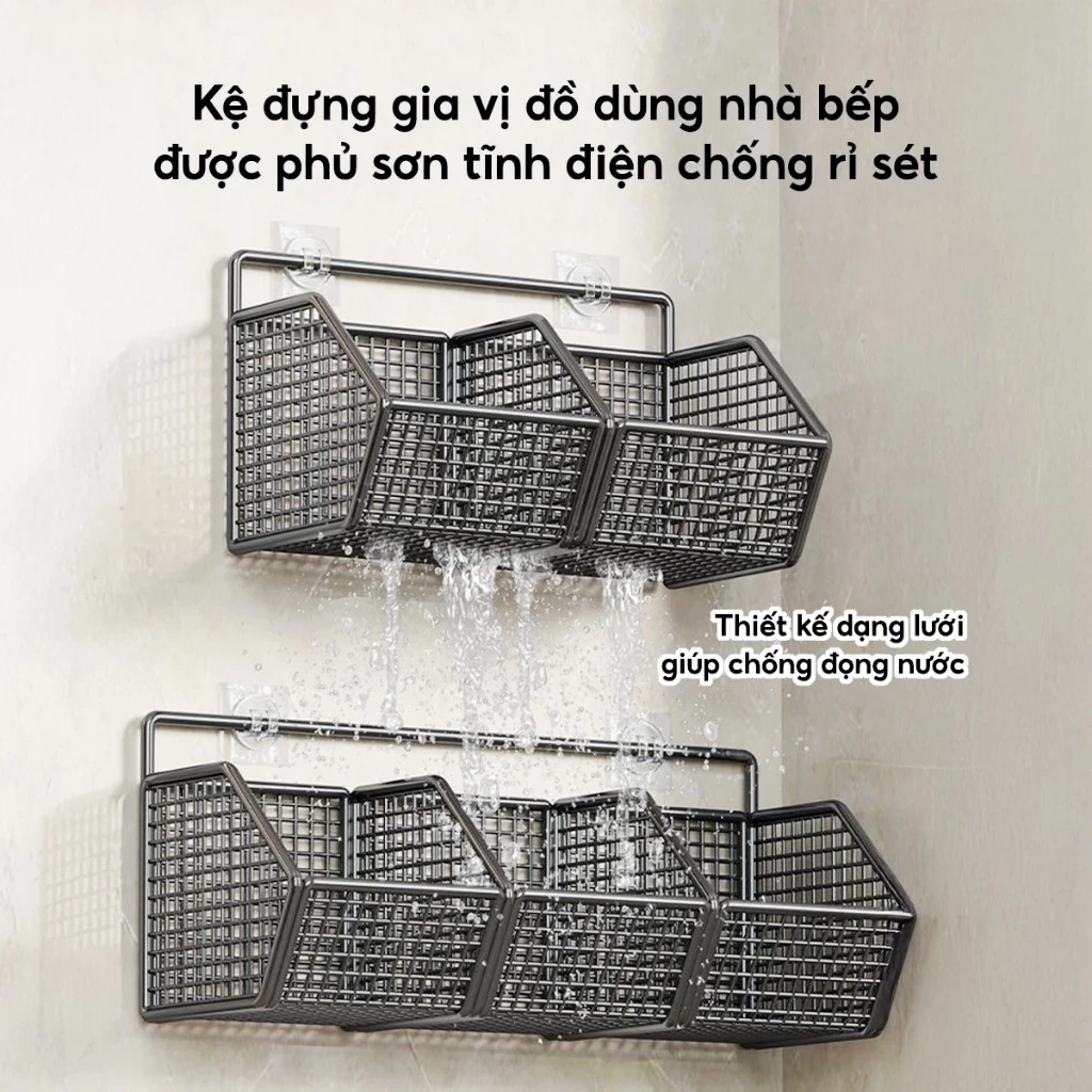 Kệ Đựng Đồ Nhà Tắm Dán Tường Hình Chữ Nhật , Kệ Thép Sơn Tĩnh Điện Cao Cấp Không Rỉ Siêu Chắc