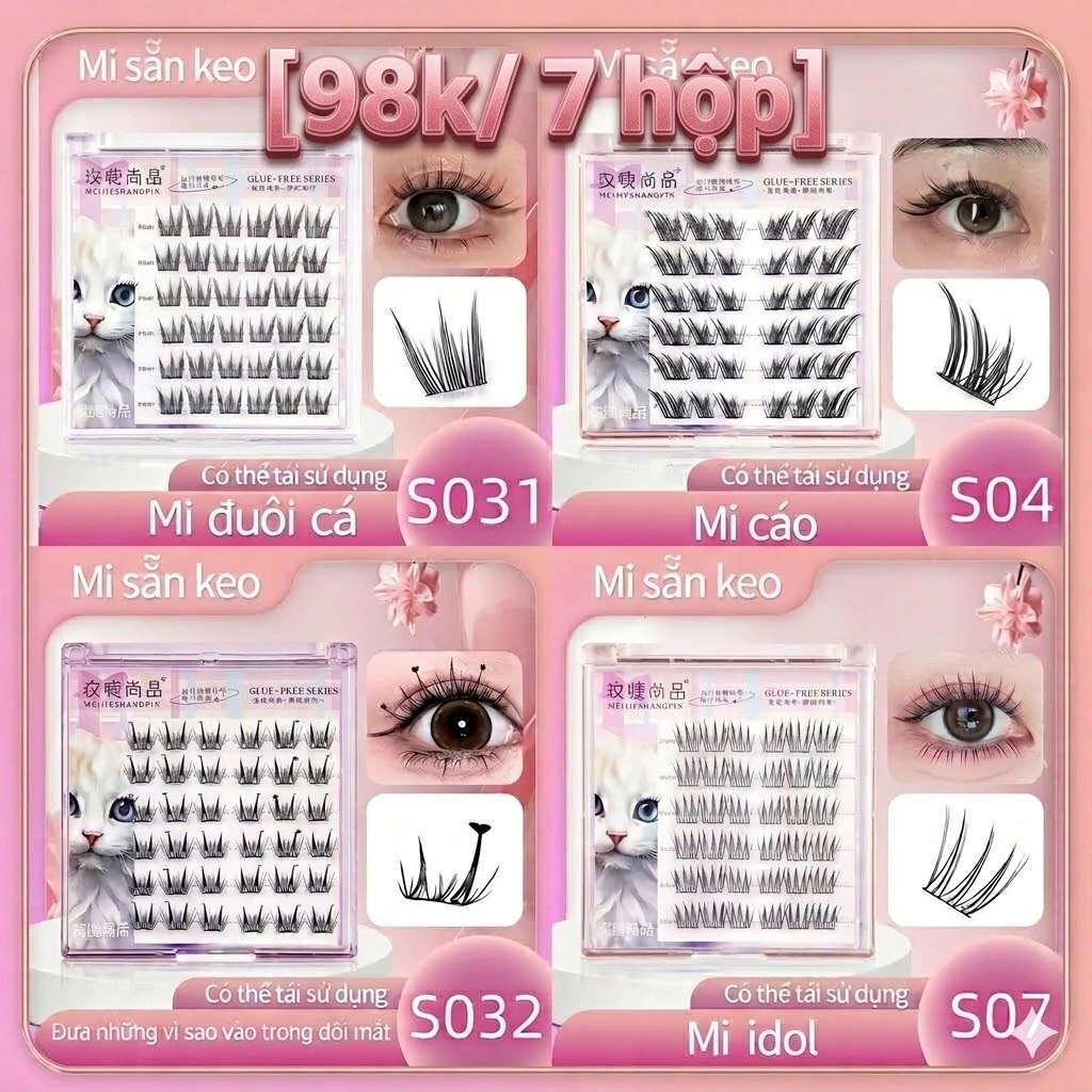 [98k/ 6 hộp] Mi giả sẵn keo tự dính tổng kho mi giả /Tặng 1 nhíp đơn hàng bất kỳ
