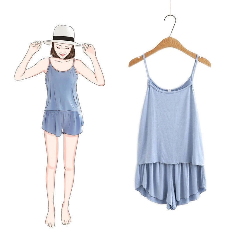 Đồ Ngủ Nữ Quyến Rũ - Set Áo Hai Dây Quần Short Mỏng, Thoải Mái & Gợi Cảm