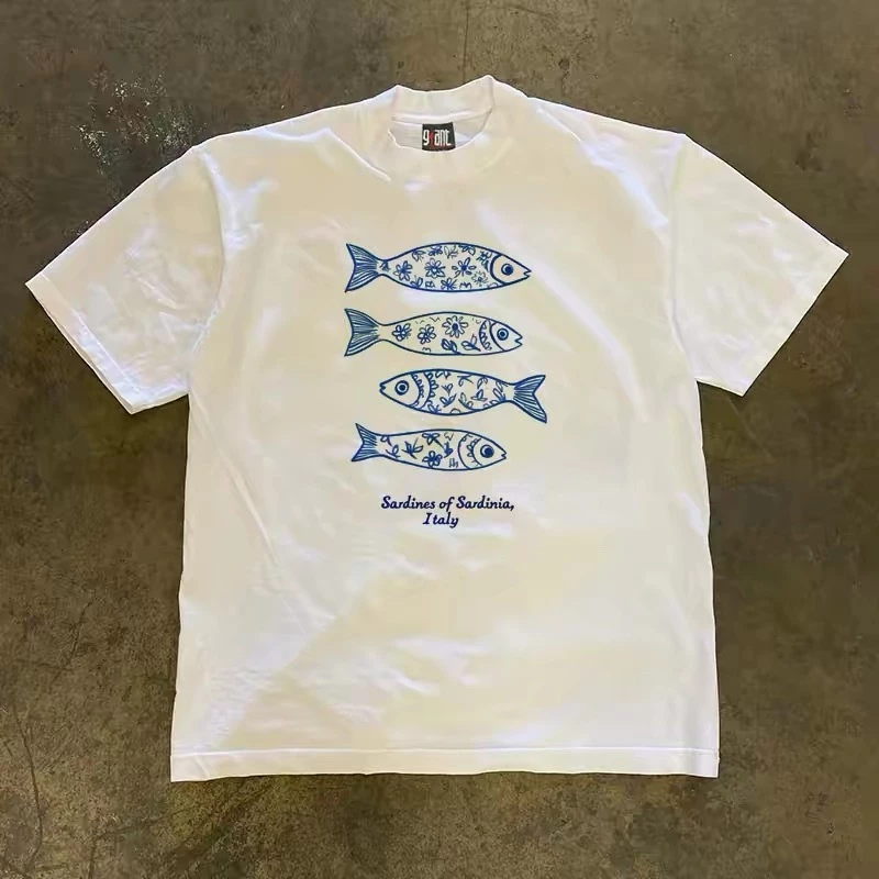[ Deal Mở Bán ] Áo Thun Nam Nữ In Hình 4 Con Cá - Form Oversize - Cotton100% - 250GSM. DT834