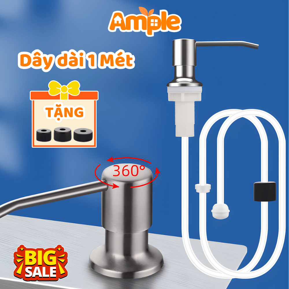 Vòi Bơm Dẫn Nước Rửa Chén, Xà Phòng AMPLE Chất Liệu Inox 304 Vòi Nhấn Xoay 360…