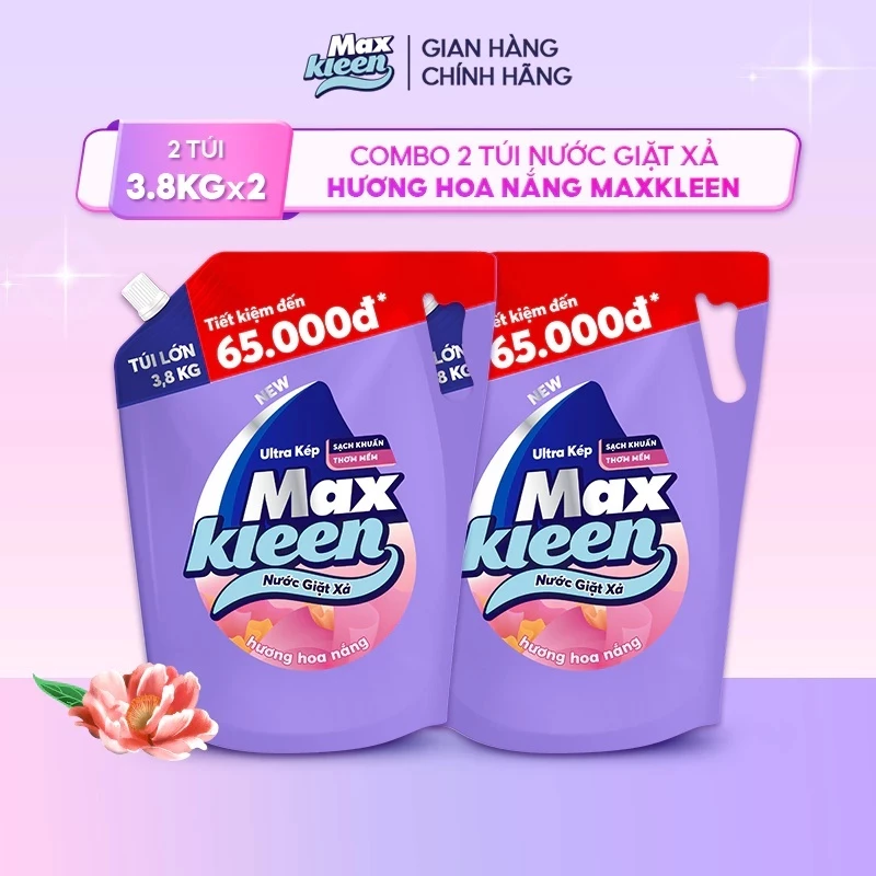 [LIVE] Combo 2 Túi Nước Giặt Xả MaxKleen 3.8kg/Túi