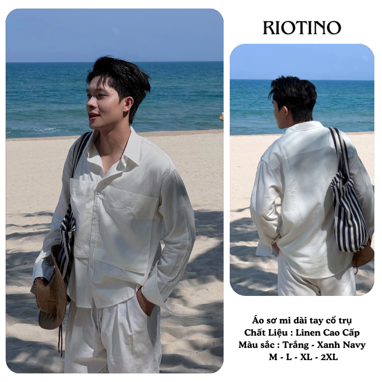 Áo Sơ Mi Linen Cao Cấp Túi Hộp Form Rộng - Áo Đi Biển - SAND LINEN SHIRT - RIOTINO SM10