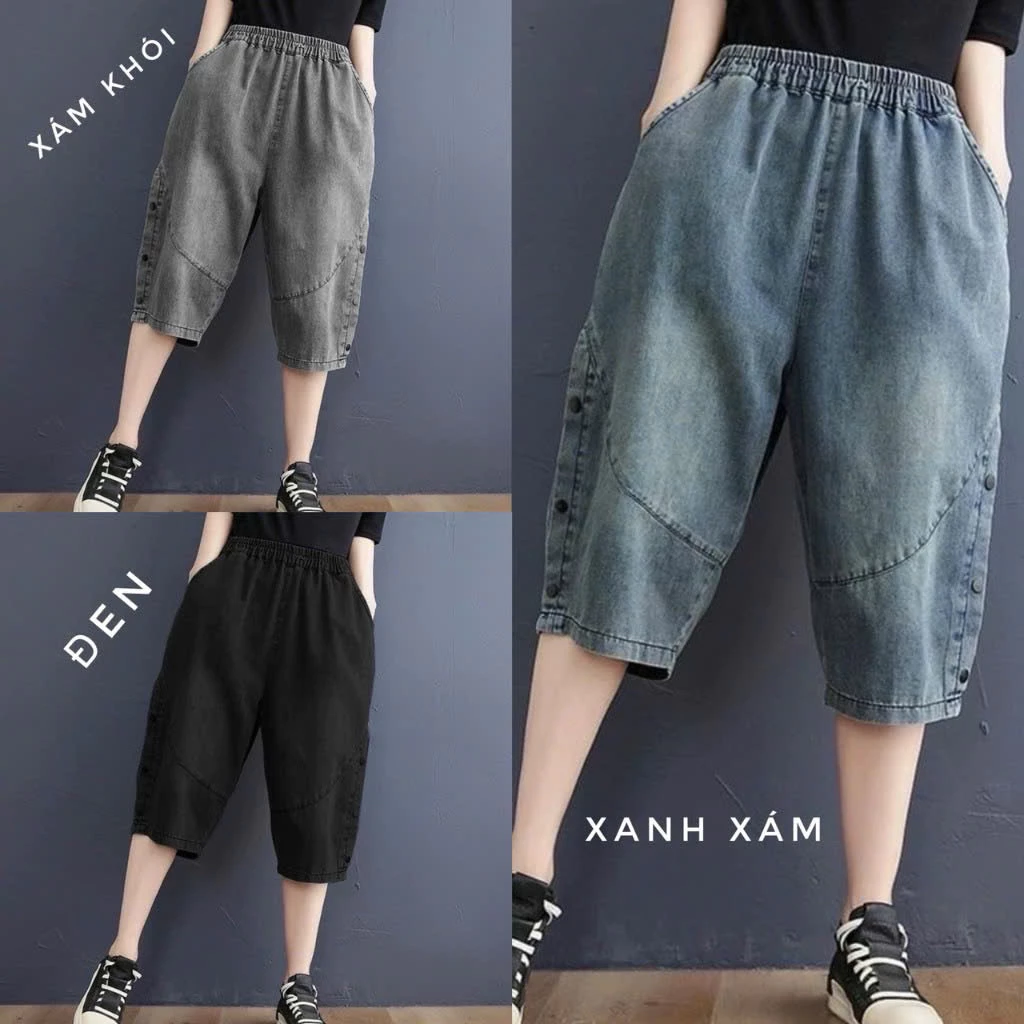 M33 Quần ngố jeans giấy mềm mát mặc thoải mái phối 6khuy năng động