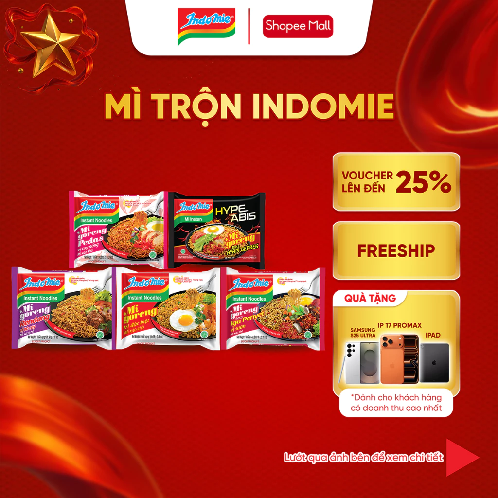 (Chọn vị) Mì trộn Indomie đủ vị- Thùng 40 gói