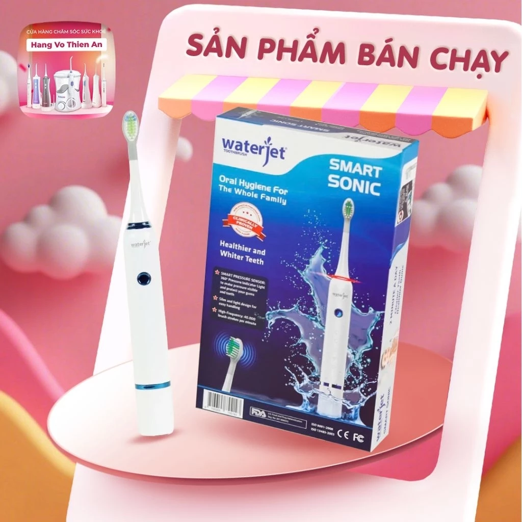 [ HỎA TỐC ] Bàn chải điện Waterjet Smart Sonic (Hàng công nghệ Mỹ) - Bảo hành 1 năm