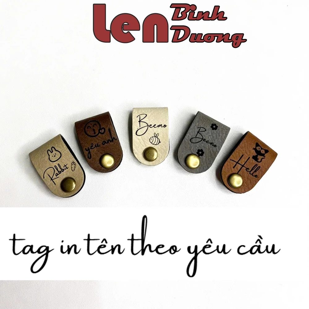 Tag Da PU In Theo Yêu Cầu Kèm Khuy Bấm – Thẻ Da Trang Trí Mũ Len, Túi, Khăn Choàng