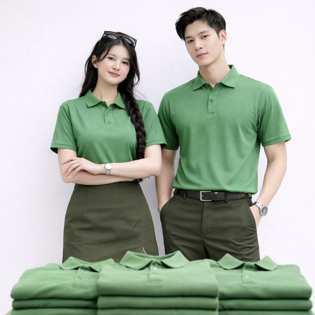 Áo Polo Cá Sấu ANDROMEDA Màu Xanh Rêu ÔLiu Form Unisex Đồng Phục Dùng Chung Cho Nam Và Nữ