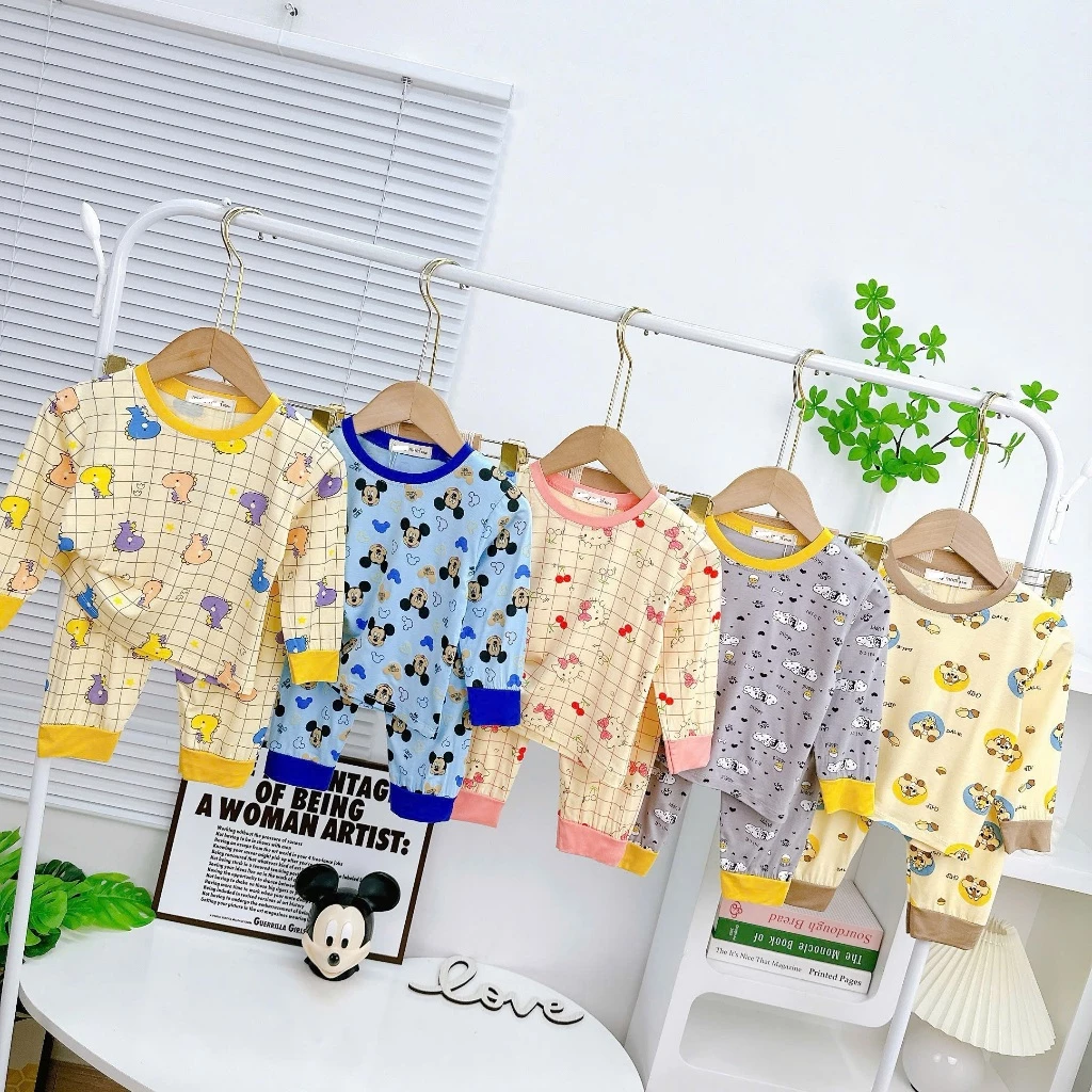Bộ Dài Thun Lạnh  In Thân Cho Bé 7-25kg Cao 80-125Cm Mềm Mịn Thoáng Mát Không Bong Tróc mặc ngủ điều hòa