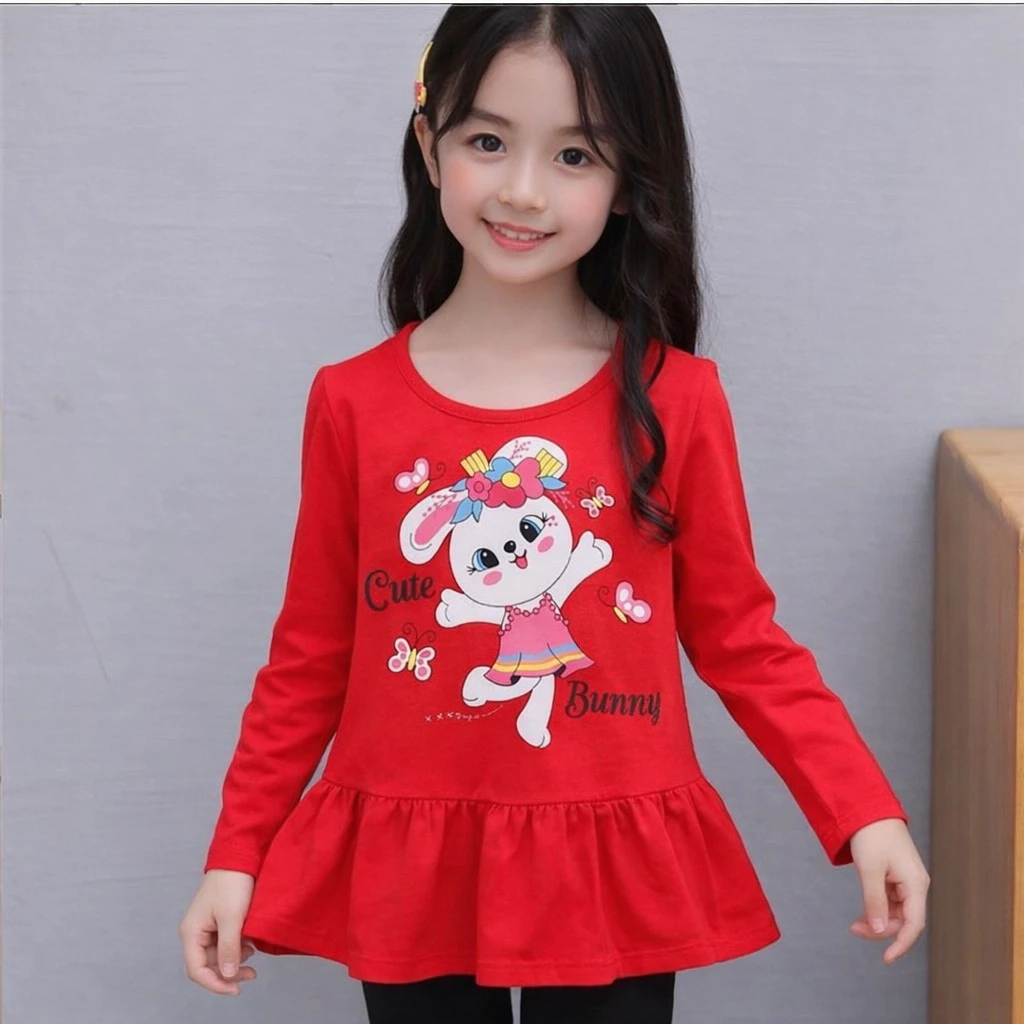 1 Áo dài tay cotton mềm mỏng mát cho bé gái 10_20kg