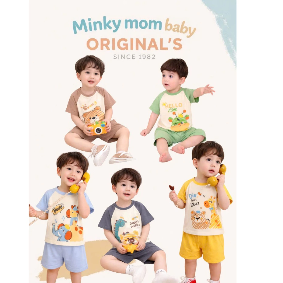 Bộ Cộc Tay Shop Minky_mom2020 - Phong Cách Vẽ Siêu Dễ Thương Cho Bé Đi Học Đi Chơi TN-IN152