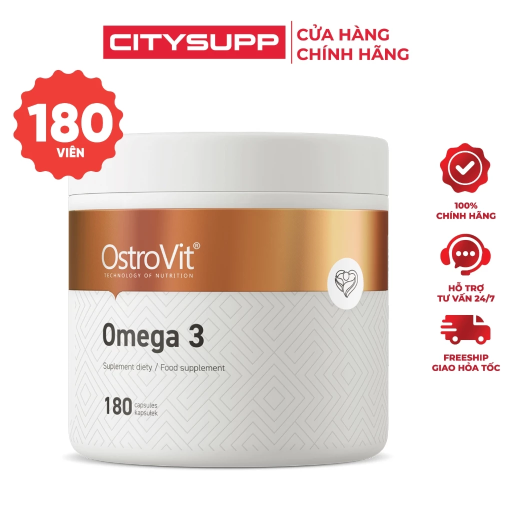 Dầu Cá Omega 3 Ostrovit, Bổ Sung 1000mg Dầu Cá, EPA và DHA, Bảo Vệ Não, Mắt và Tim Mạch | CitySupp