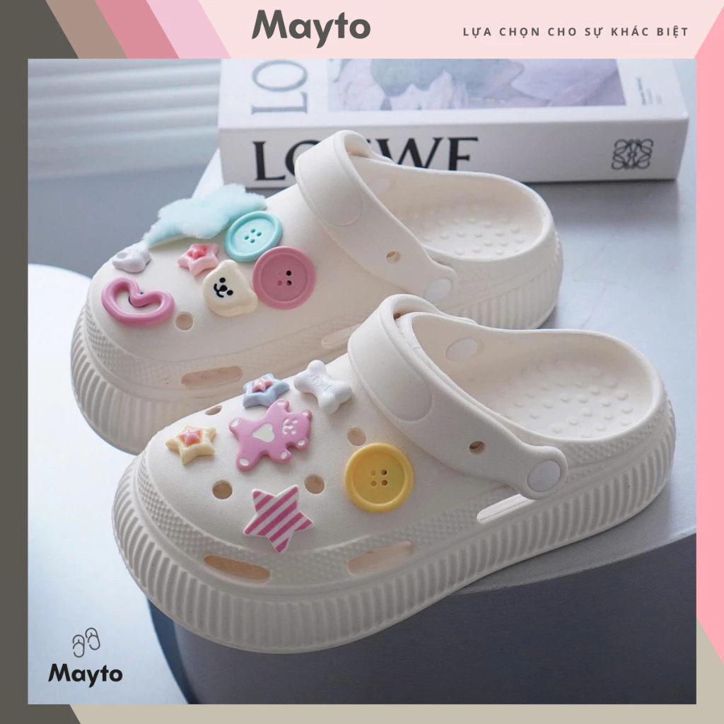 Dép sục bánh mì nữ  Mayto đế cao 5cm tặng kèm Sticker ngôi sao kiểu sandal quai hậu dễ thương CS-26