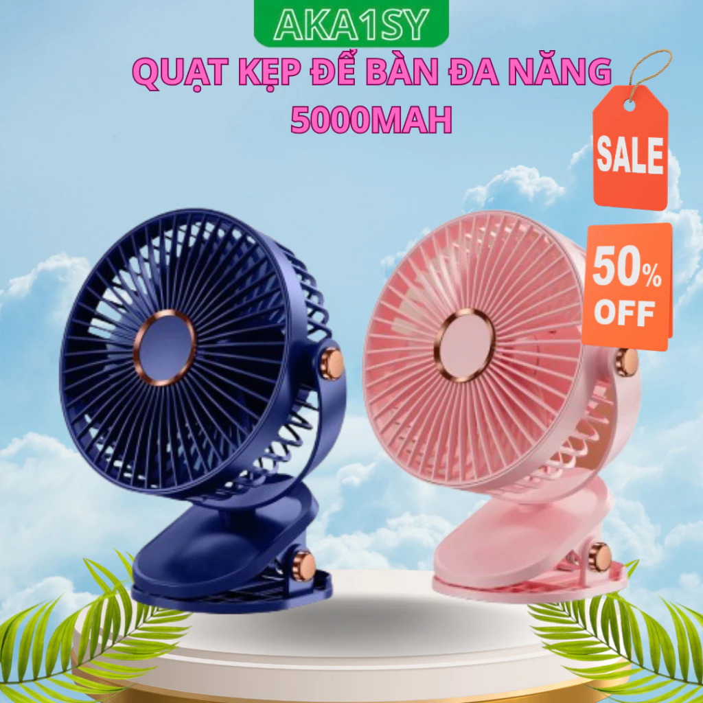 Quạt Sạc Mini Để Bàn GF10 AKA1SY Đa Năng,Kẹp Xoay 720 Độ Chạy Cực Êm Sử Dụng 6 Giờ Liên Tiếp