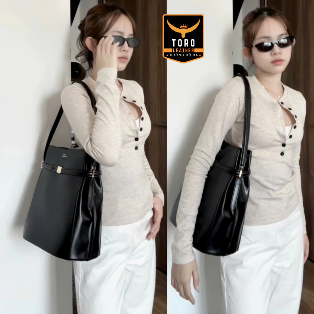 Túi TO.TE.ME Bucket BAG (Hàng có sẵn HCM) - Túi xách da microfiber