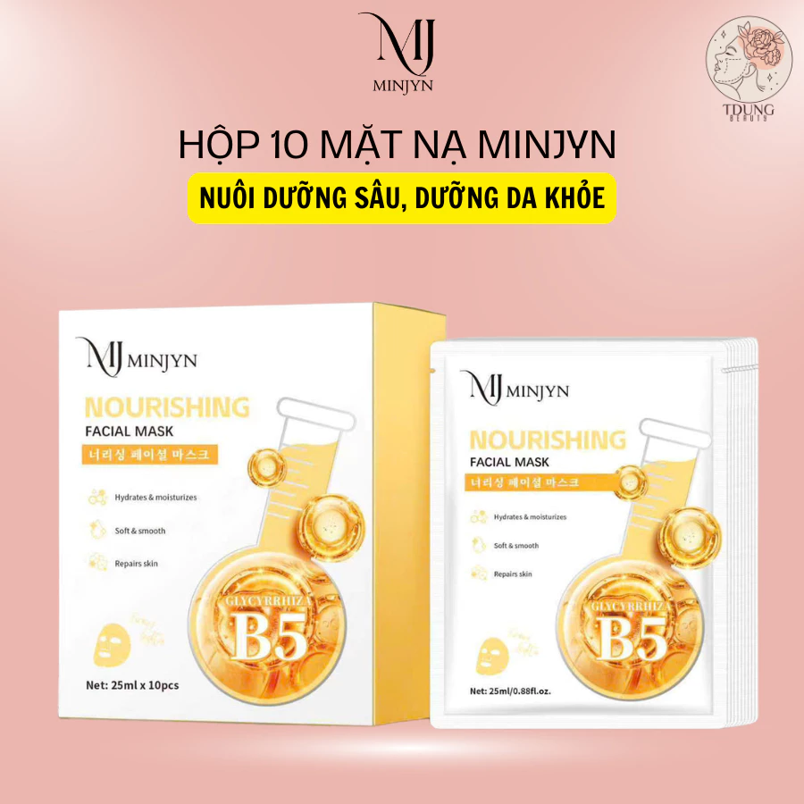 HỘP 10 MIẾNG Vitamin B5 Mặt Nạ MINJYN dưỡng ẩm giúp da mềm mịn, phục hồi cho da
