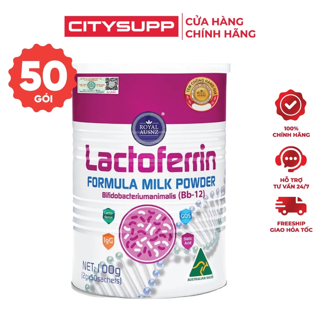 Sữa Lactoferrin Hồng Cho Bé Royal Ausnz 100G (50 Gói) Bổ Sung Dinh Dưỡng, Tăng Đề Kháng