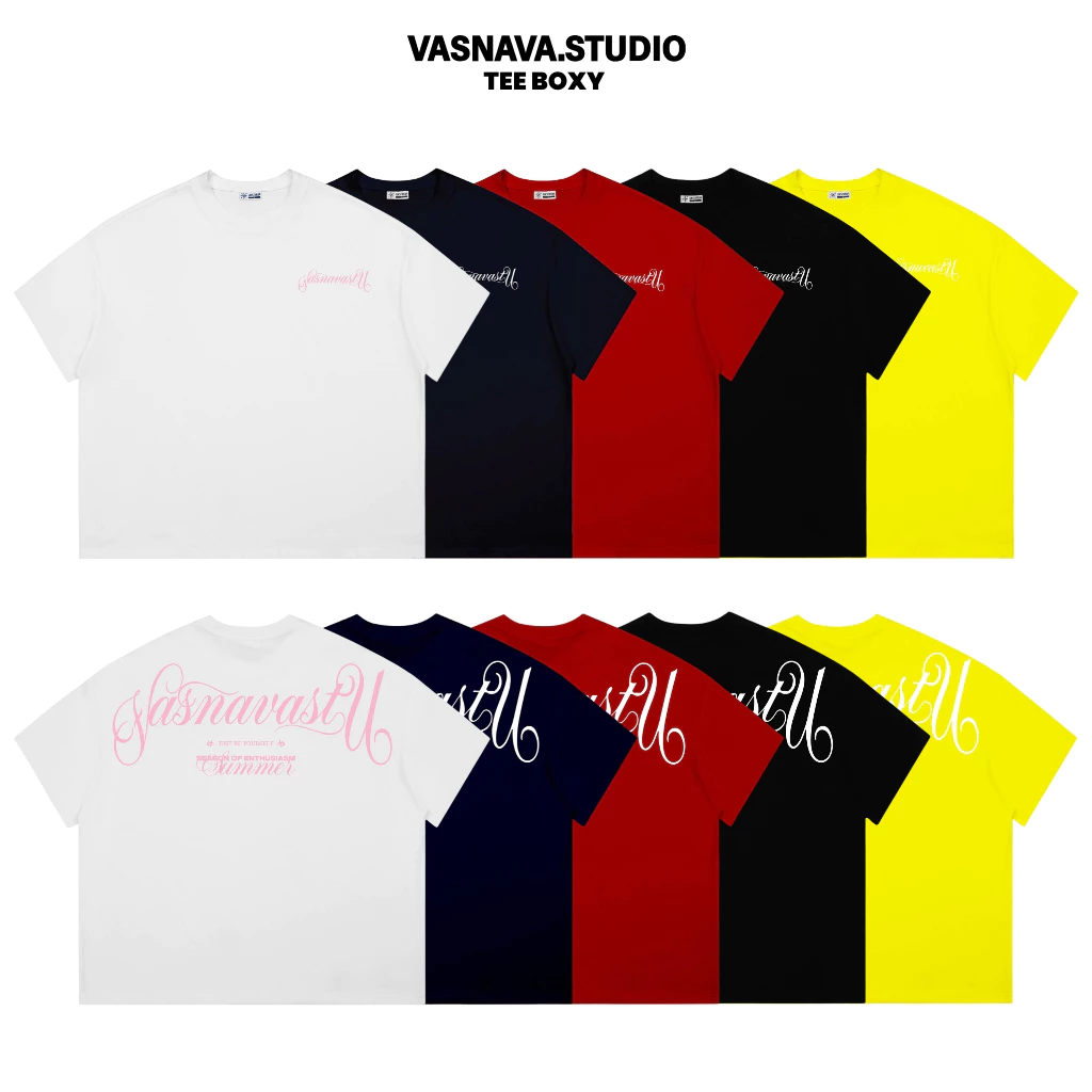 Áo Thun Boxy Vasnava Season- Cotton Nam Nữ Form Boxy Tay Lỡ Oversize Cổ Tròn Cotton 250gsm co giãn 2 chiều