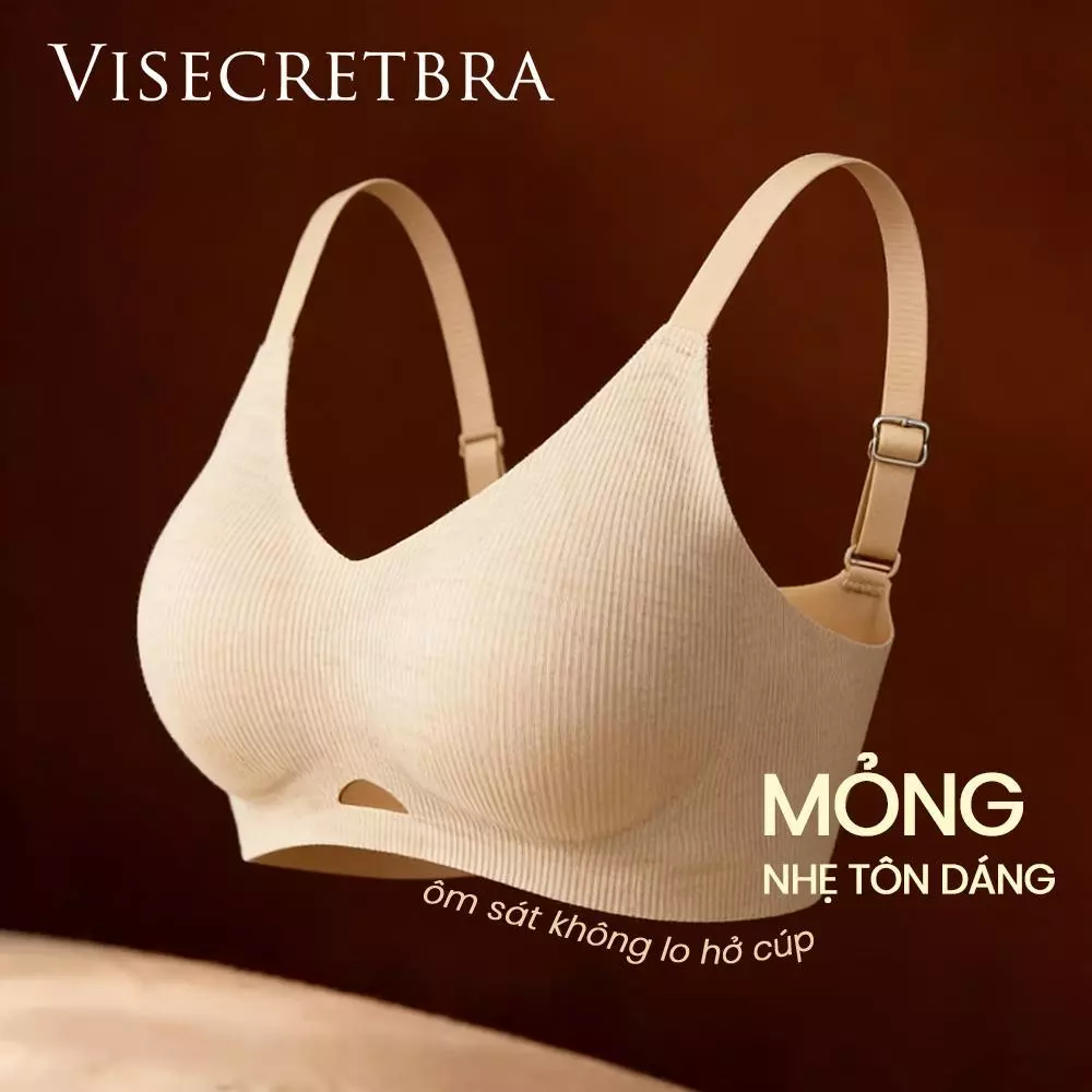 VISECRETBRA Áo Lót Áo Ngực  Nữ Không Gọng Su Gân Mềm Mịn Thoáng Mát Mút Đệm Cố Định Phom Giọt Nước Gom Quả -- A-VN260351