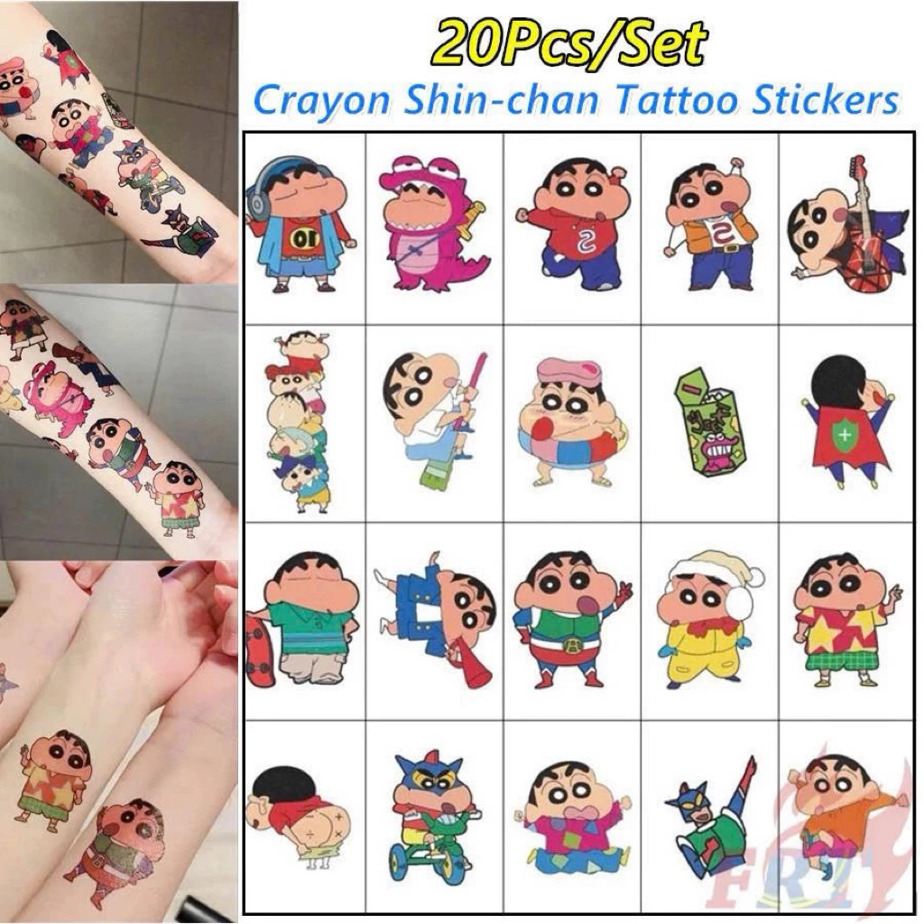 Combo hình xăm tạm thời Shin Chan dễ thương, miếng dán xăm chống thấm nước