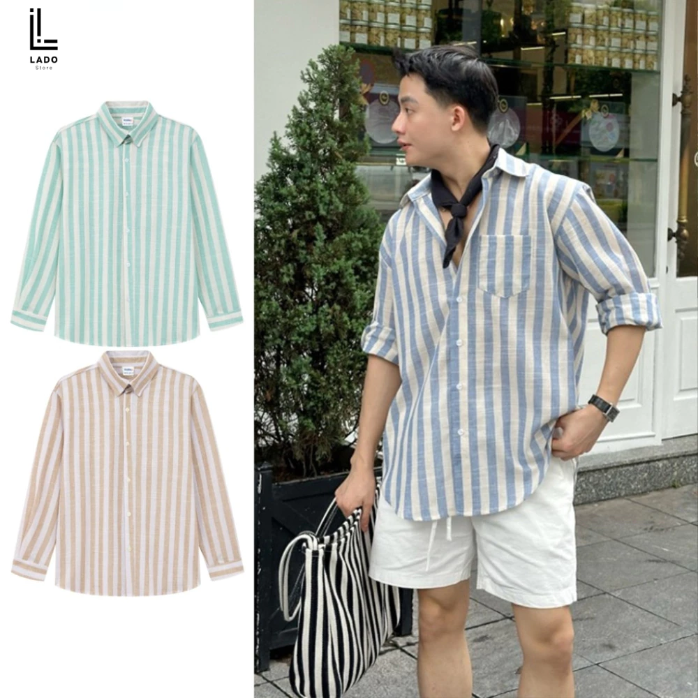 [ Hàng Loại 1 ] Áo Sơ Mi Nam Kẻ Sọc Form Rộng Oversize Dài Tay Cổ Bẻ Vải Linen Cao Cấp Thời Trang