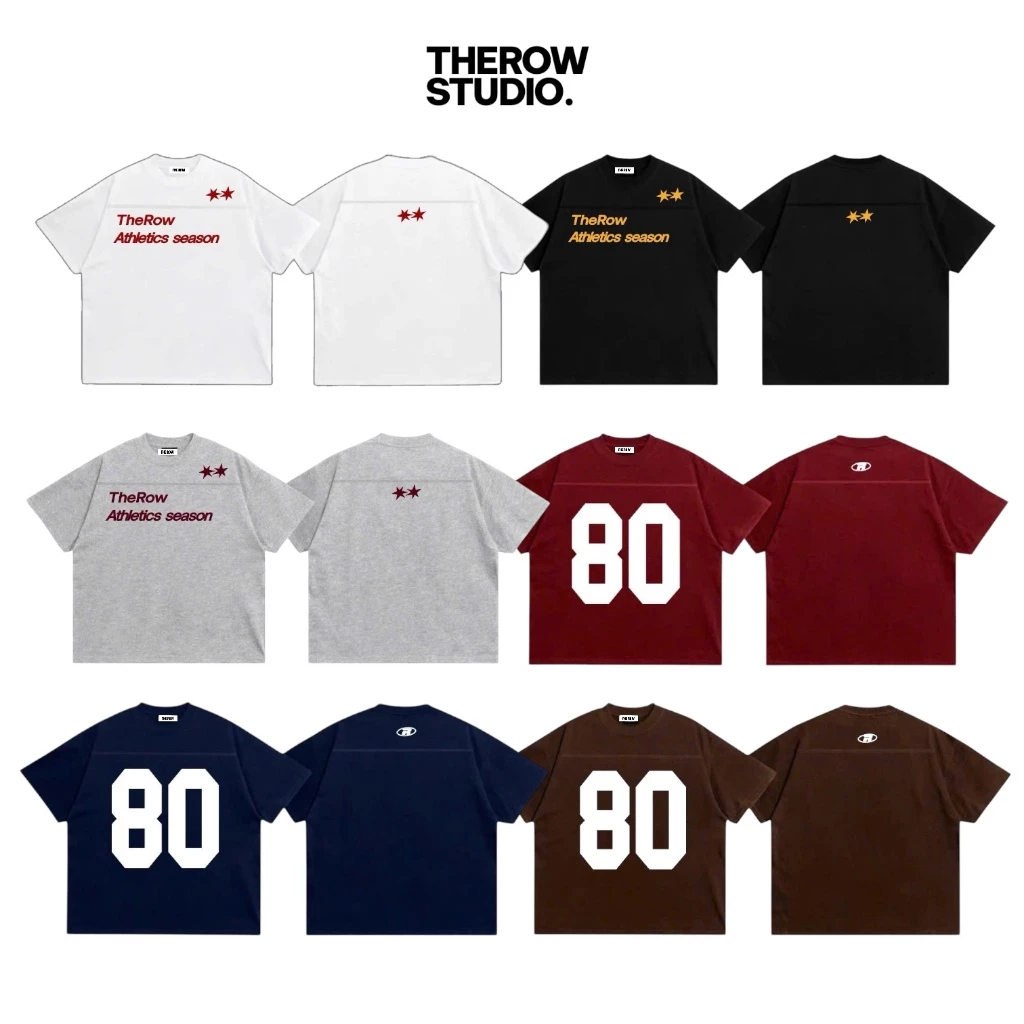 [LINE Ver1] THEROW Áo Thun Tay Ngắn Boxy 250gsm Form Rộng Cổ Tròn "LINE TSHIRT" Unisex Nam Nữ Phong Cách Basic