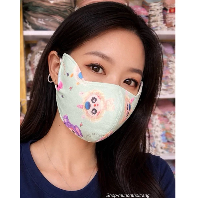 Khẩu trang chống nắng tai mèo 3 lớp, khẩu trang vải chống nắng cao cấp nhiều màu