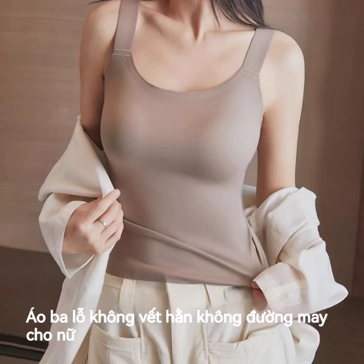 Áo Tank Top Có Đệm Ngực 2in1 Vải Bóng M-4XL - Không Cần Mặc Áo Ngực, Dây Rộng Ôm Body, Mặc Ngoài Thoải Mái