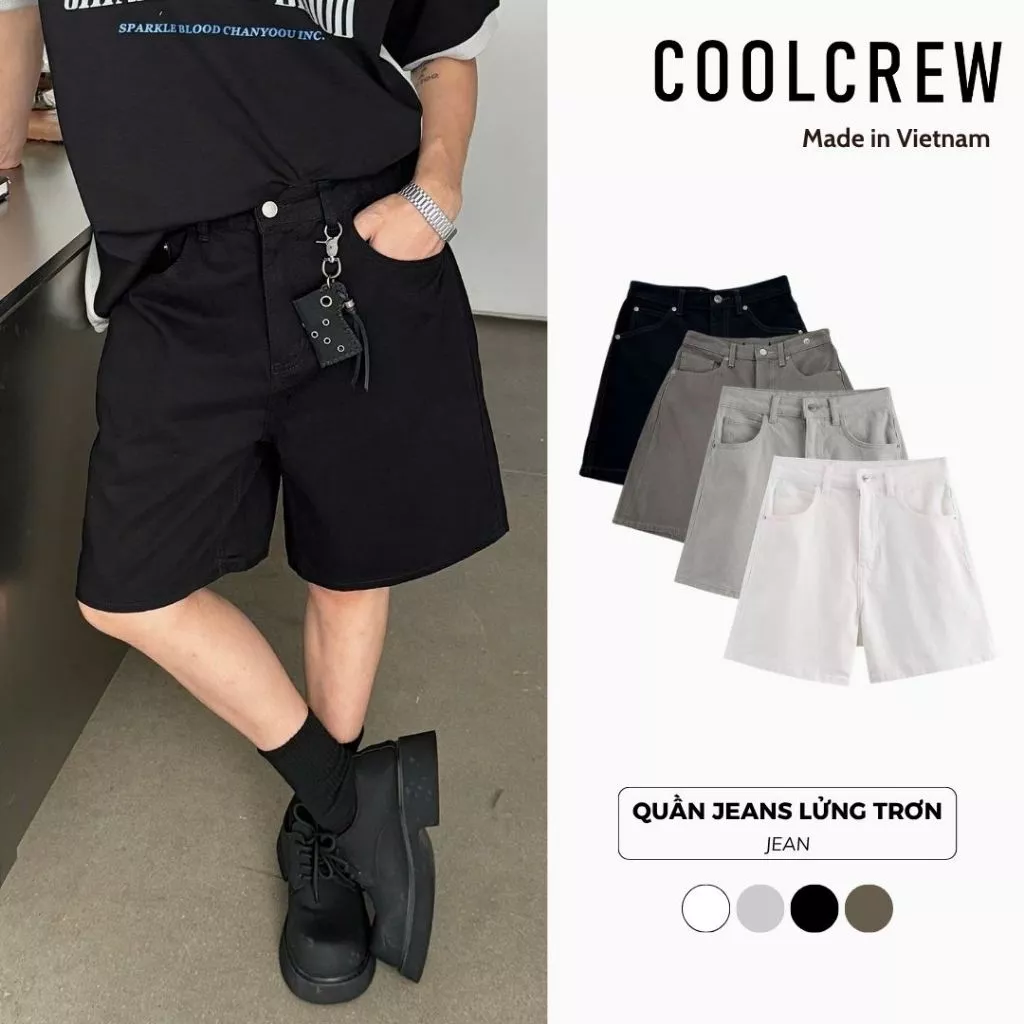 Quần Jeans Lửng Trơn Nhiều Màu 𝐂𝐎𝐎𝐋𝐂𝐑𝐄𝐖 Basic, Nam Nữ, Form Dáng Rộng Thời Trang QTL037
