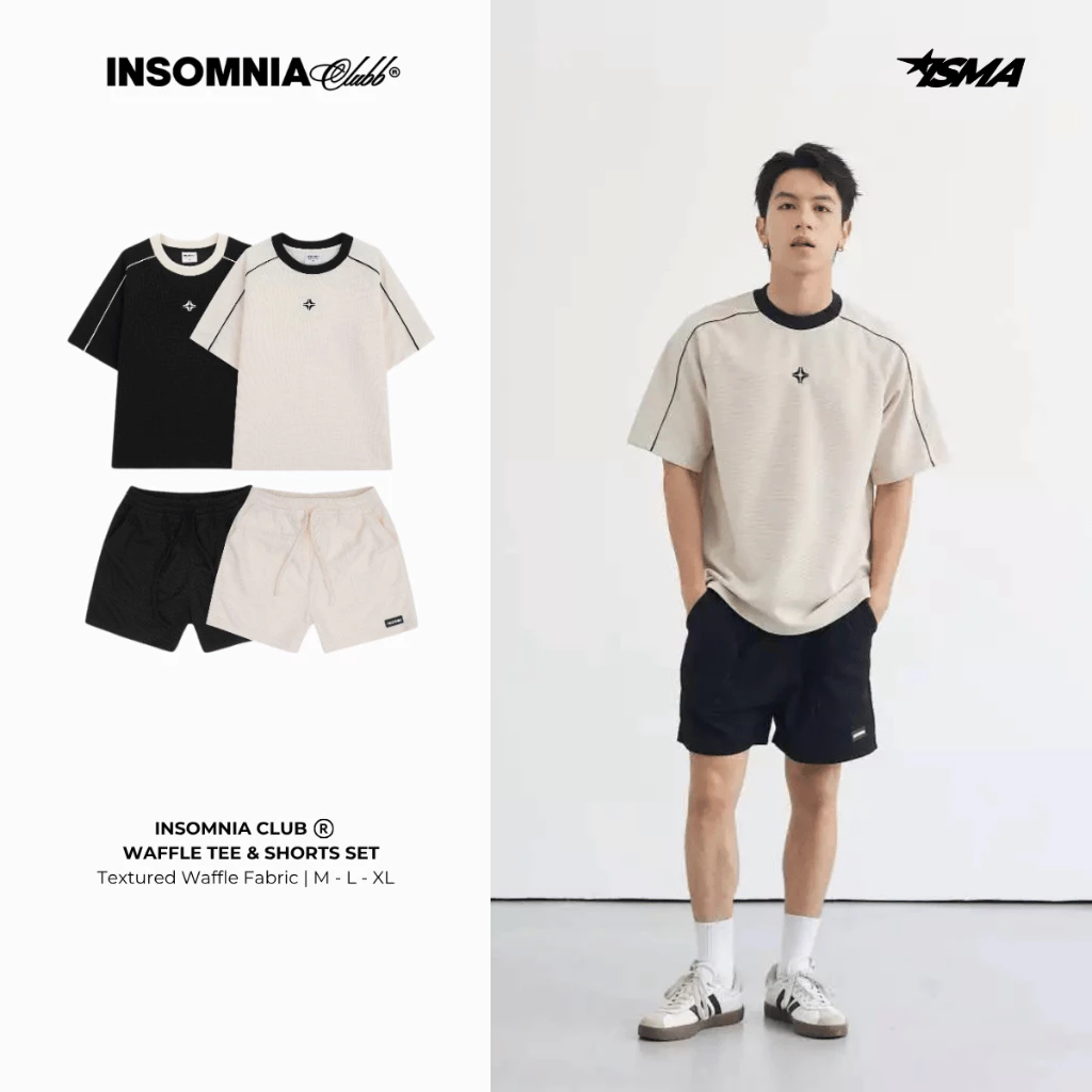 Combo Set Bộ INSOMNIA Unisex Áo Thun Waffle + Quần Short Waffle CB003